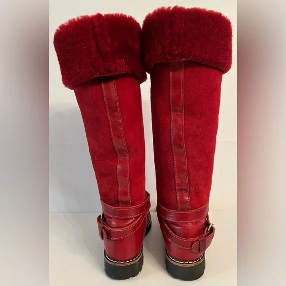 Vintage Roots Red Shearling Moto Boots | Made in Canada - Picture 3 of 14